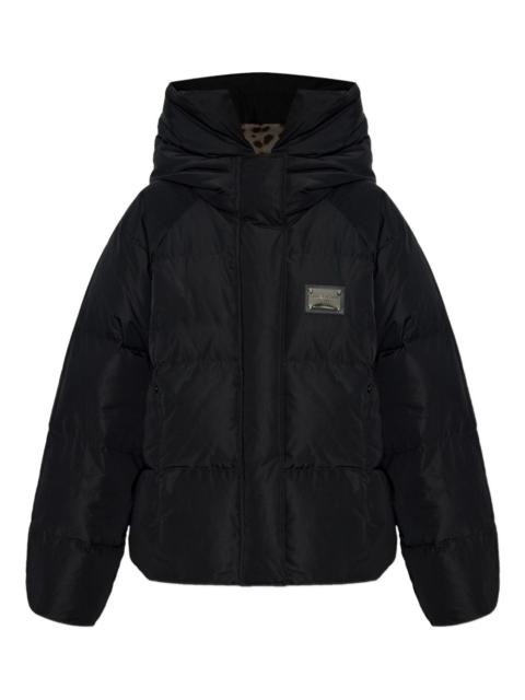 Dolce & Gabbana hooded logo-plaque puffer jacket