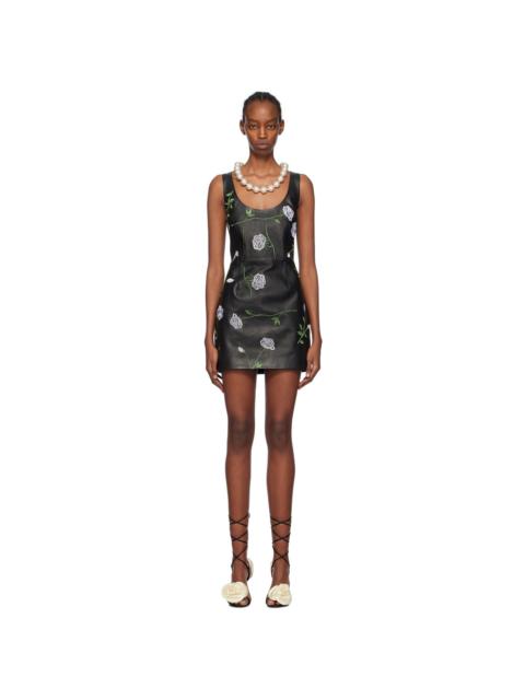 MAGDA BUTRYM Black Floral Leather Minidress