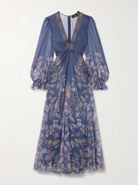 Etro Draped floral-print silk-crepon maxi dress