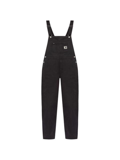 Bib logo-patch denim overalls