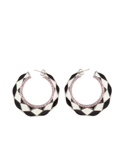 Diamond enamelled two-tone hoop earrings
