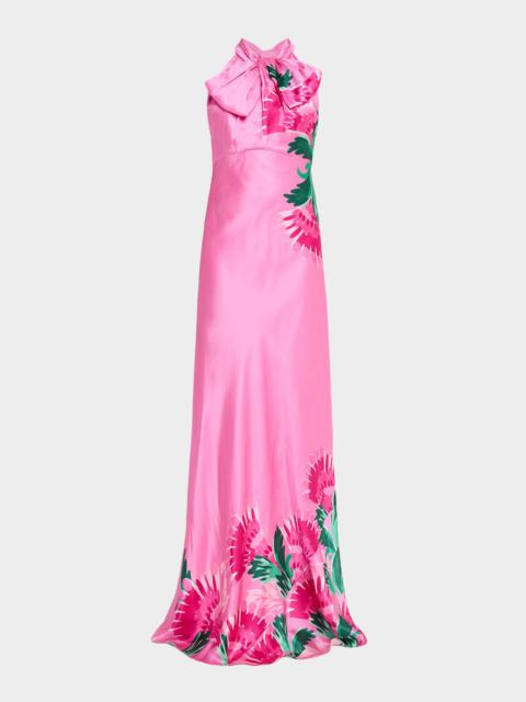 SALONI Suzette Tie-Neck Maxi Dress