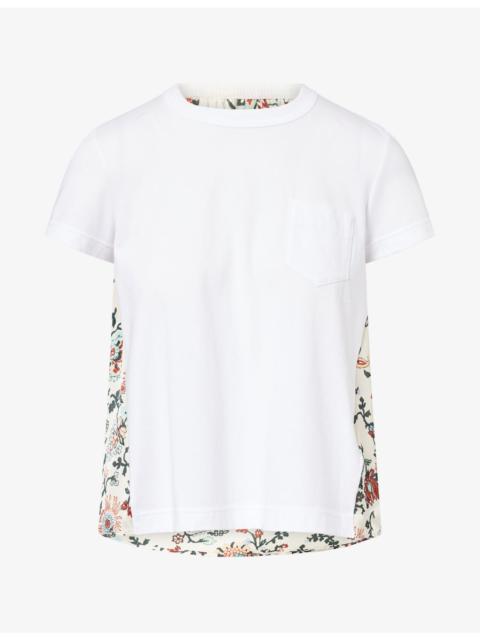 sacai Contrasting Floral Cotton Top