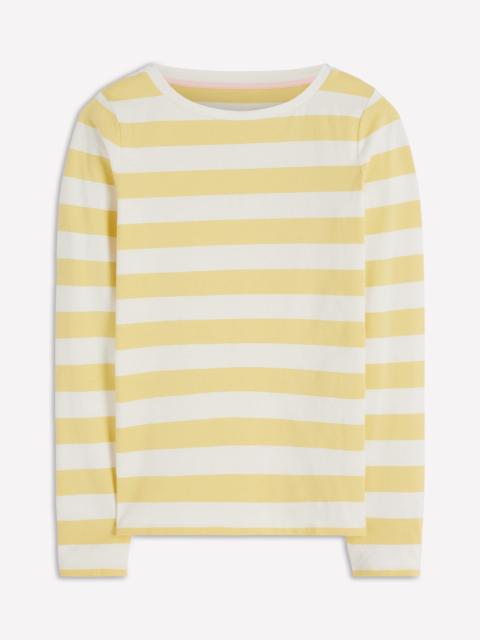 BODEN Olivia Long Sleeve Breton-Dusky Citron and Ivory Stripe