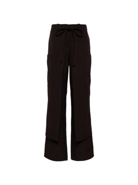 panelled drawstring-waist cargo trousers