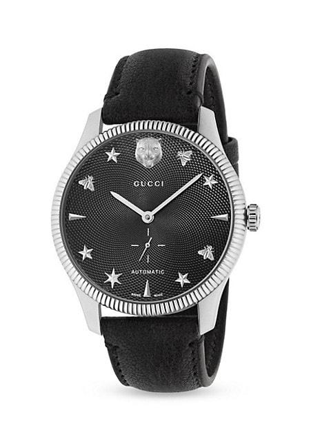 GUCCI G-Timeless Automatic Steel Leather Strap