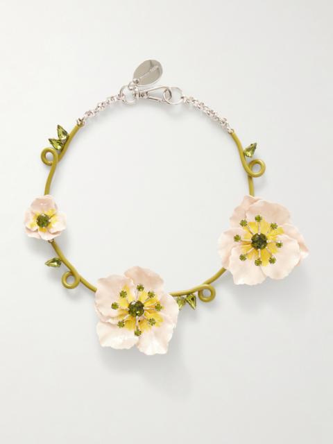 Simone Rocha Turbo Blooming Poppy Silver-tone, Crystal And Resin Necklace
