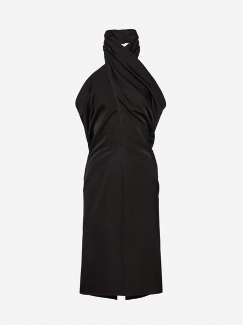MAGDA BUTRYM Draped halterneck cotton and silk midi dress in black