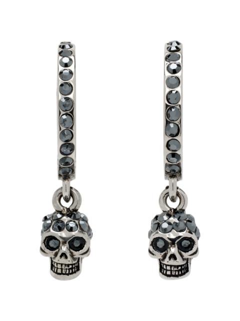 Alexander McQueen Gunmetal Skull Mini Creole Hoop Earrings