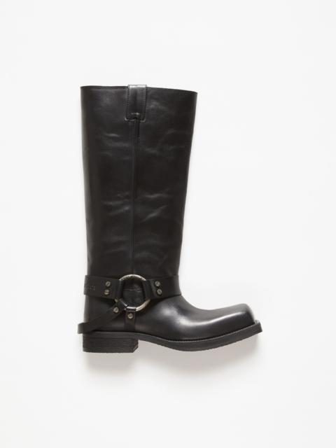 Leather buckle boots - Black