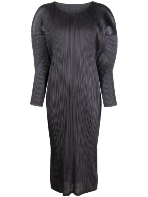 fully-pleated midi dress