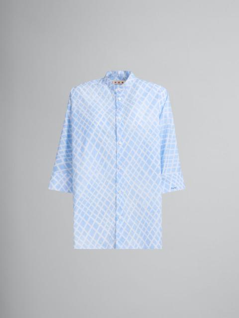 Marni LIGHT BLUE POPLIN KIMONO SHIRT WITH LANDSCAPES PRINT