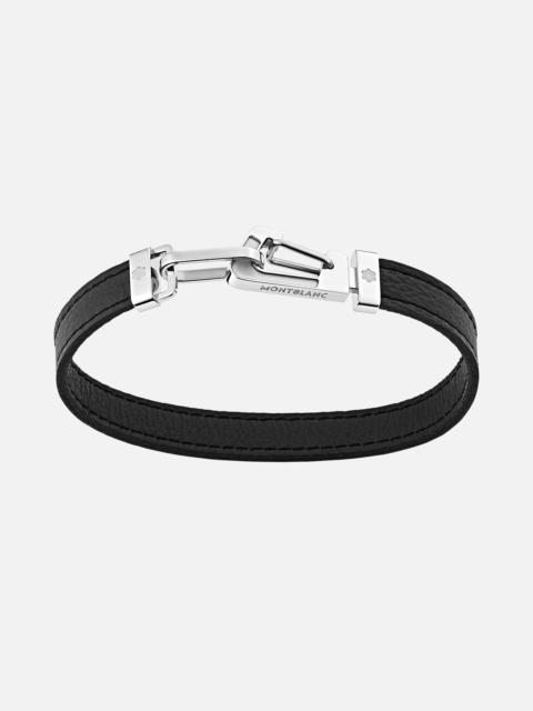 Montblanc Bracelet in black leather with carabiner closure in stainless steel