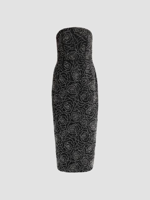 MILLY Women's Kait Beaded Midi Dress - Black Silver