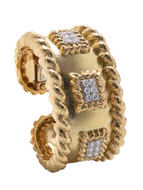 DAVID WEBB Diamond Rope Edge Cuff Bracelet