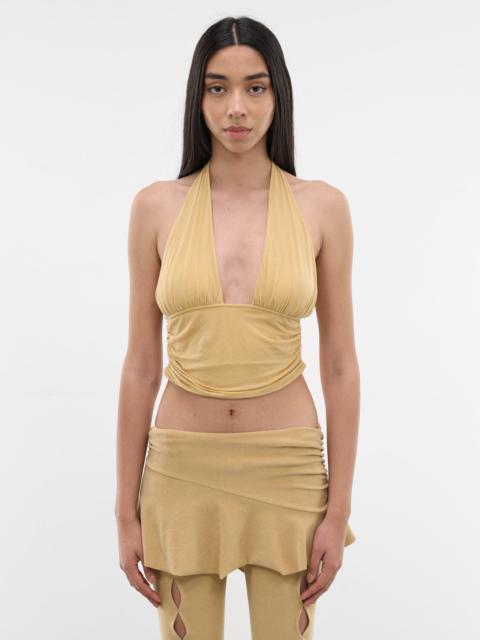 RUI Wheat Twisted Halter Tank Top