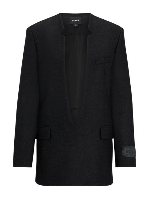 BOSS WOOL-BLEND DEEP V-NECK TAILORED JACKET