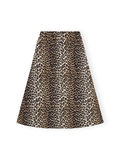 GANNI LEOPARD PRINTED ELASTICATED MAXI SKIRT