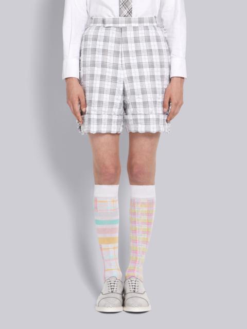 Thom Browne Medium Grey Seersucker Tweed Double Tattersall Shorts