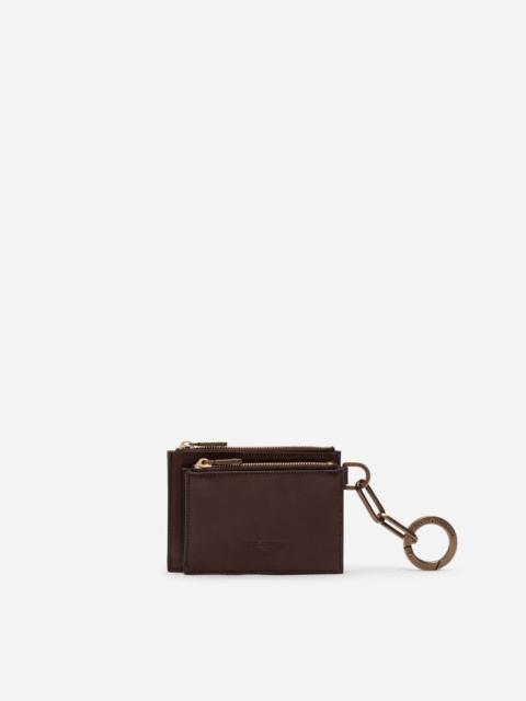 Dolce & Gabbana Cowhide coin pouch with ring and heat-stamped logo