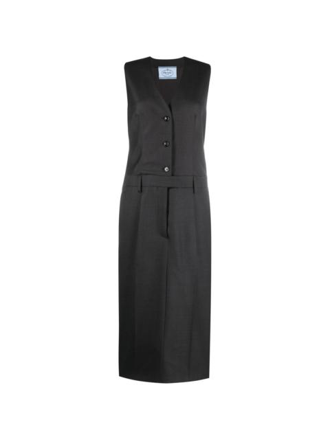 ワンピース PRADA LONG DRESS (P3H44S22211NF F0308) PRADA Logo Long Black Dress One-piece With Slip Black Inner