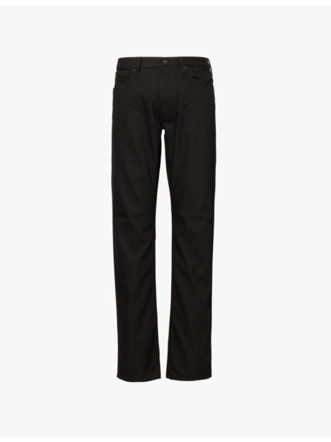 EMPORIO ARMANI Brand-patch regular-fit tapered-leg low-rise cotton-blend jeans