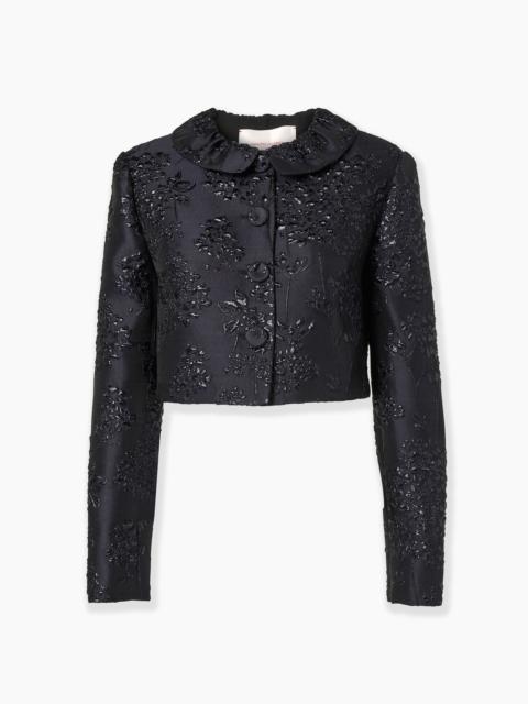 CAROLINA HERRERA Floral Lurex Jacquard Cropped Jacket