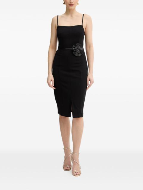 GUESS USA floral-appliqué belted midi dress