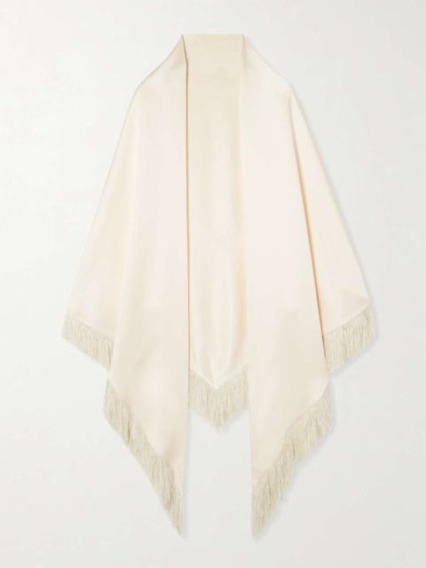 Totême Fringed satin-crepe wrap Off-white