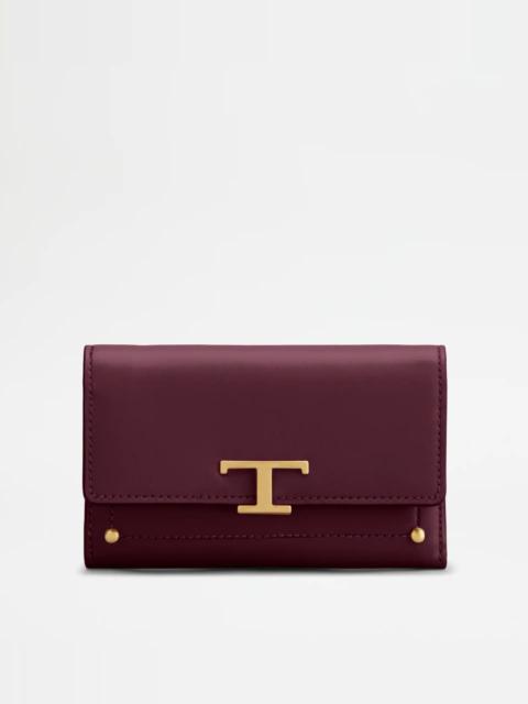 Tod's TIMELESS WALLET IN LEATHER - BURGUNDY