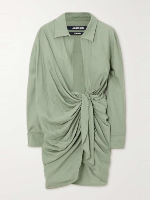 JACQUEMUS Bahia draped knotted twill mini dress