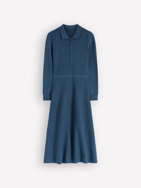 BODEN Fiona Zip Front Knitted Dress-Sailor Blue