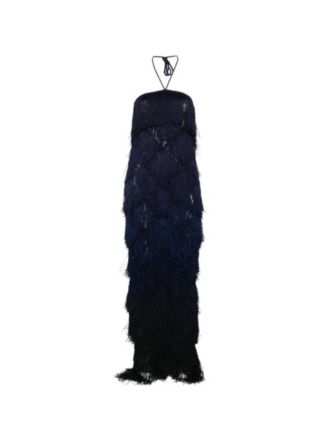 BLESS Laguna fringed halterneck maxi dress