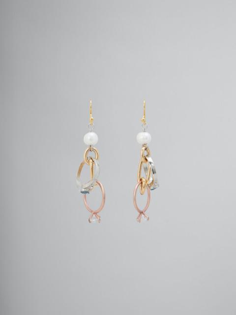DROP EARRINGS WITH CHAINS AND RINGS