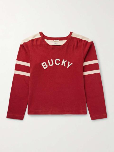 BODE Appliquéd Striped Cotton-Jersey Sweatshirt