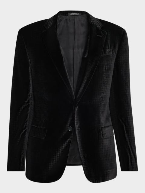 EMPORIO ARMANI Men's Houndstooth Velvet Dinner Jacket