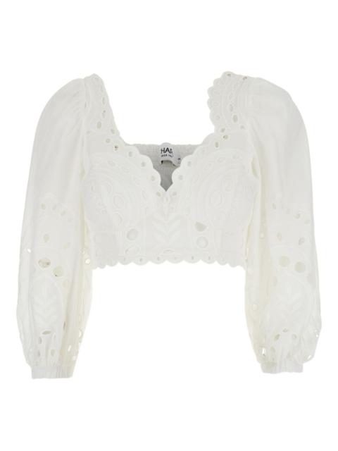 Charo Ruiz eyelet detail crop blouse