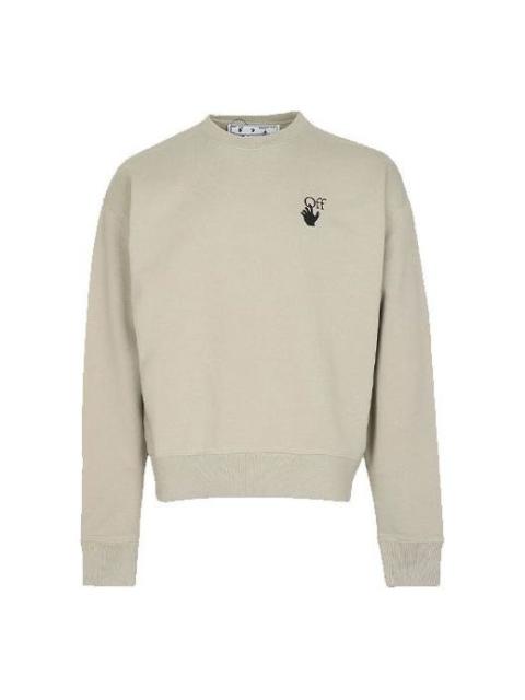 Off-White Men's Off-White Logo Arrow Printing Round Neck Long Sleeves Khaki OMBA035F21FLE0021710