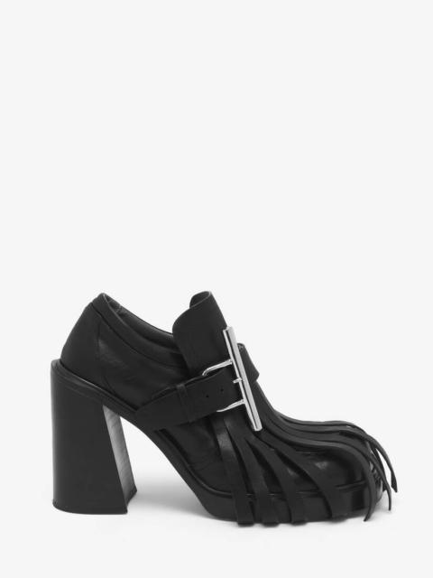Alexander McQueen Cross-Bar Fringe Heeled Loafer