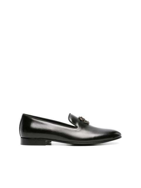 RC-plaque leather loafers