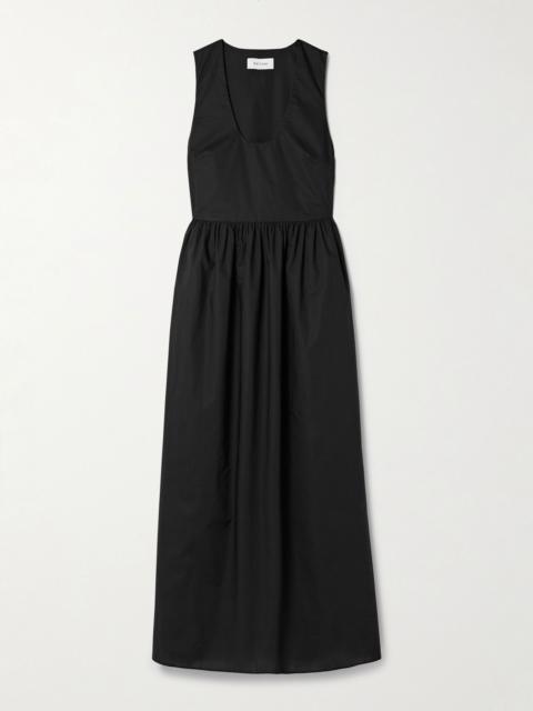 MATTEAU Gathered organic cotton-poplin midi dress Black