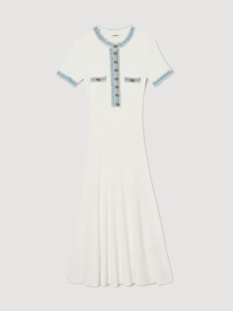 Sandro Knit and denim midi dress