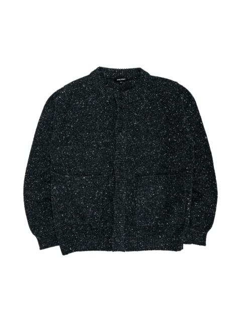 evan kinori Crewneck Cardigan Wool Cashmere Tweed Black