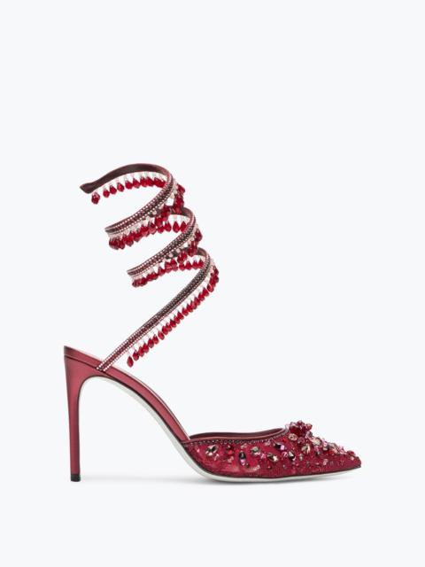 RENE CAOVILLA Chandelier Crystal Ruby Red Pump 100
