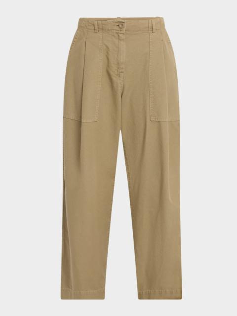 WEEKEND Max Mara Vista Pleated Cotton Canvas Barrel Trousers