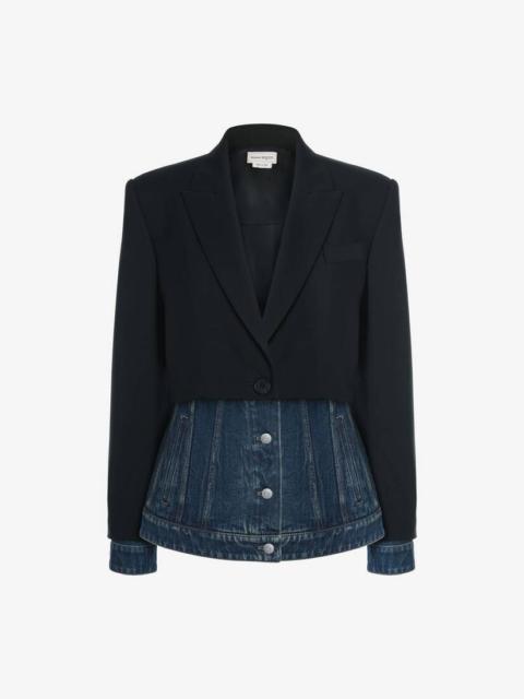 Alexander McQueen Hybrid Denim Jacket in Black