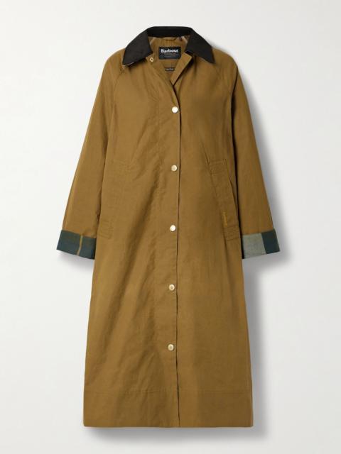 Barbour Ettie corduroy-trimmed waxed-cotton jacket Light brown