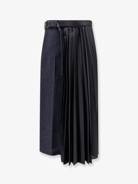 sacai Wool Skirt With Pleated Insert