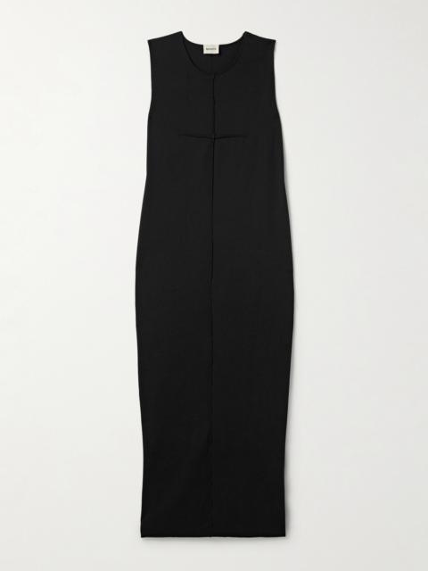 KHAITE Hal Paneled Cotton-jersey Midi Dress