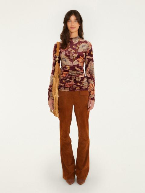 FARM RIO Delhi Floral Velvet Jersey Blouse